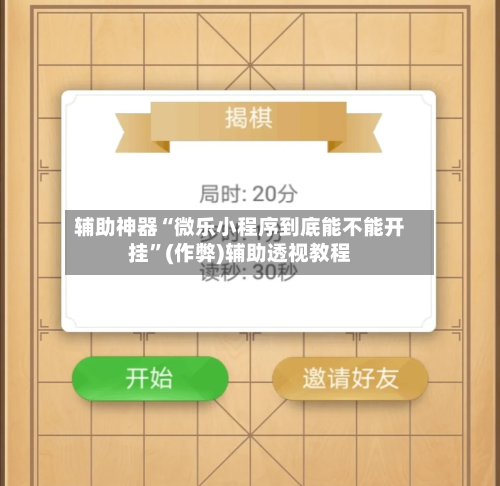 辅助神器“微乐小程序到底能不能开挂”(作弊)辅助透视教程-第2张图片