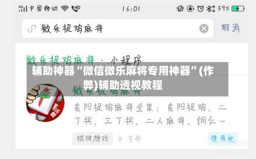 辅助神器“微信微乐麻将专用神器”(作弊)辅助透视教程