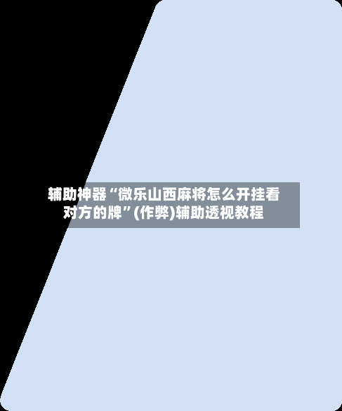 辅助神器“微乐山西麻将怎么开挂看对方的牌”(作弊)辅助透视教程-第2张图片