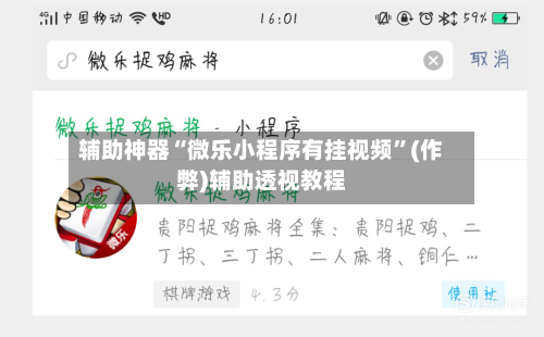 辅助神器“微乐小程序有挂视频”(作弊)辅助透视教程-第2张图片